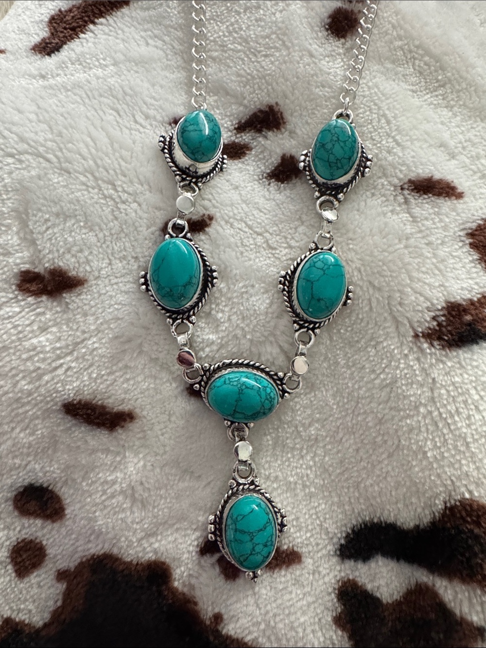 Turquoise Stone Y-Design Pendant Necklace - 925 silver Women Jewelry